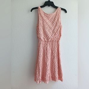 Papaya soft pink / peach lace dress, Small